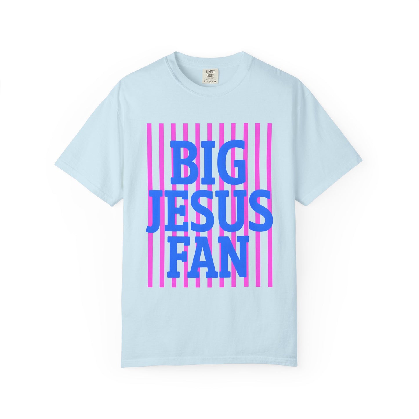 Big Jesus Fan T-Shirt — Retro Stripes Christian Tee