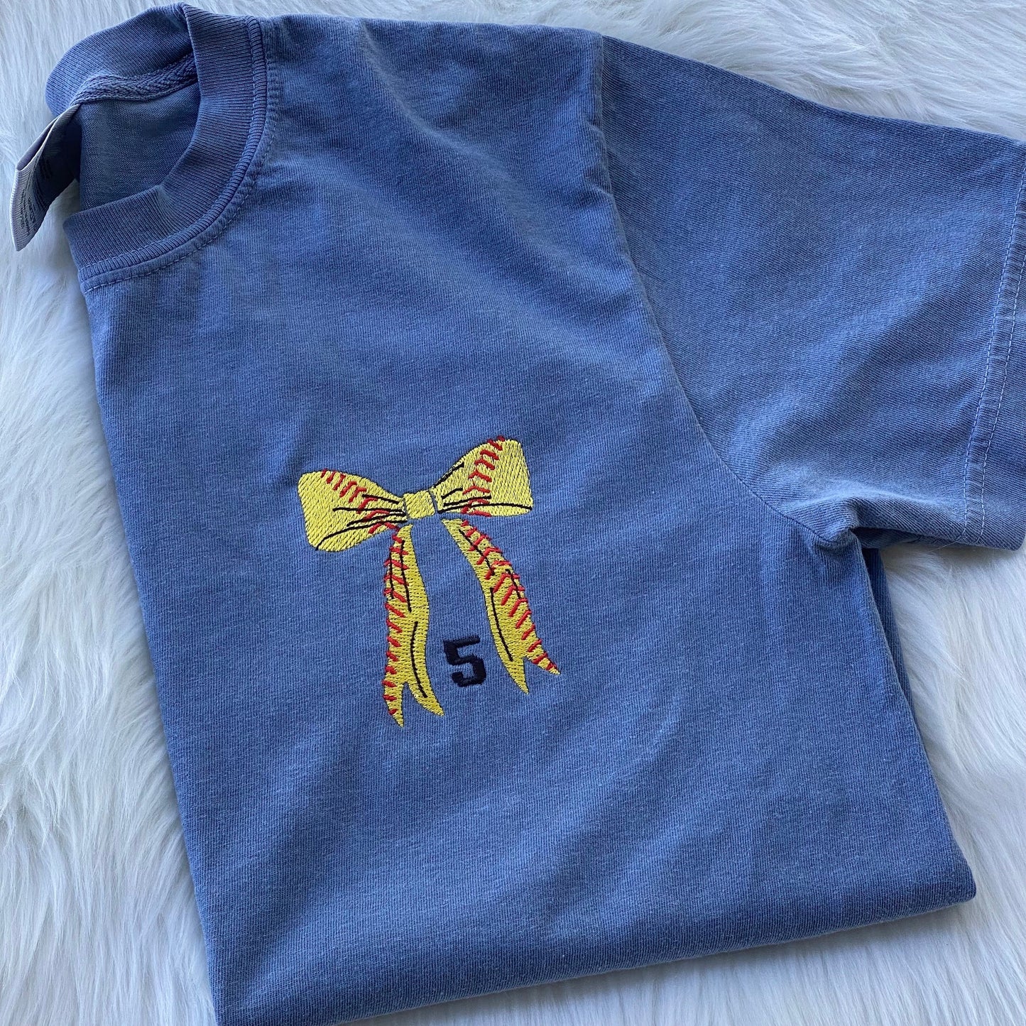 Softball Coquette Bow Embroidered tee