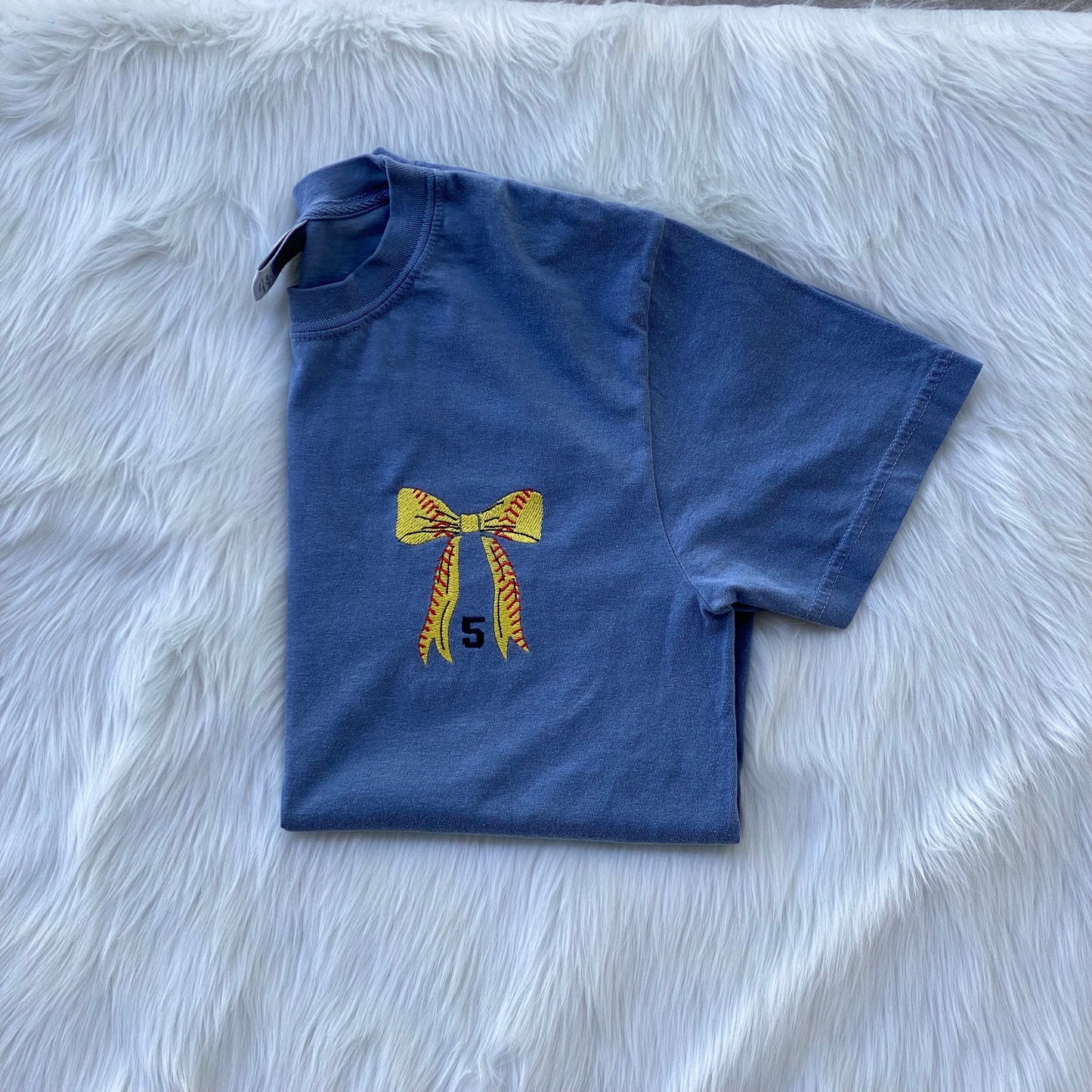 Softball Coquette Bow Embroidered tee