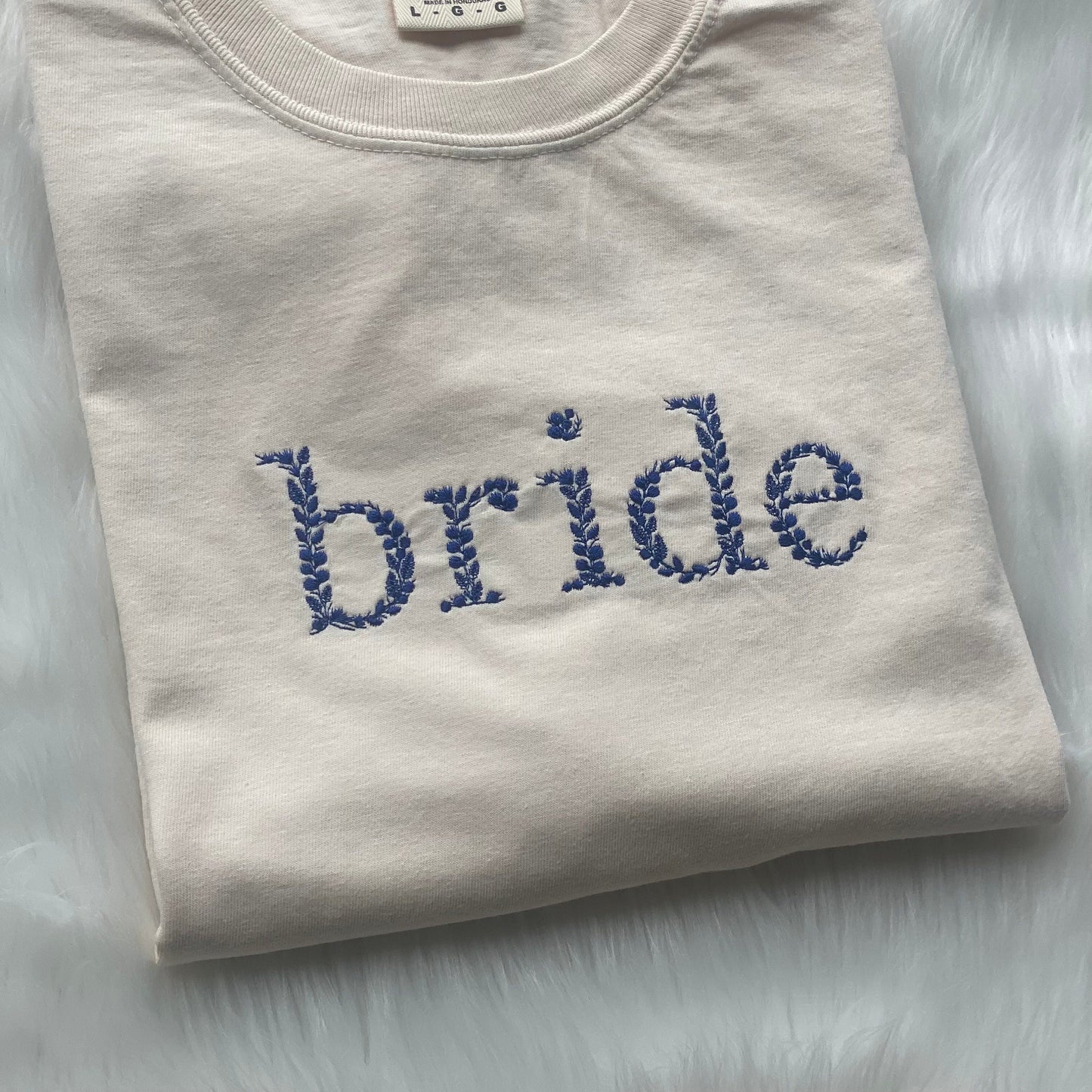 Floral Bride Embroidered Adult Tshirt - Bride Get Ready Tshirt