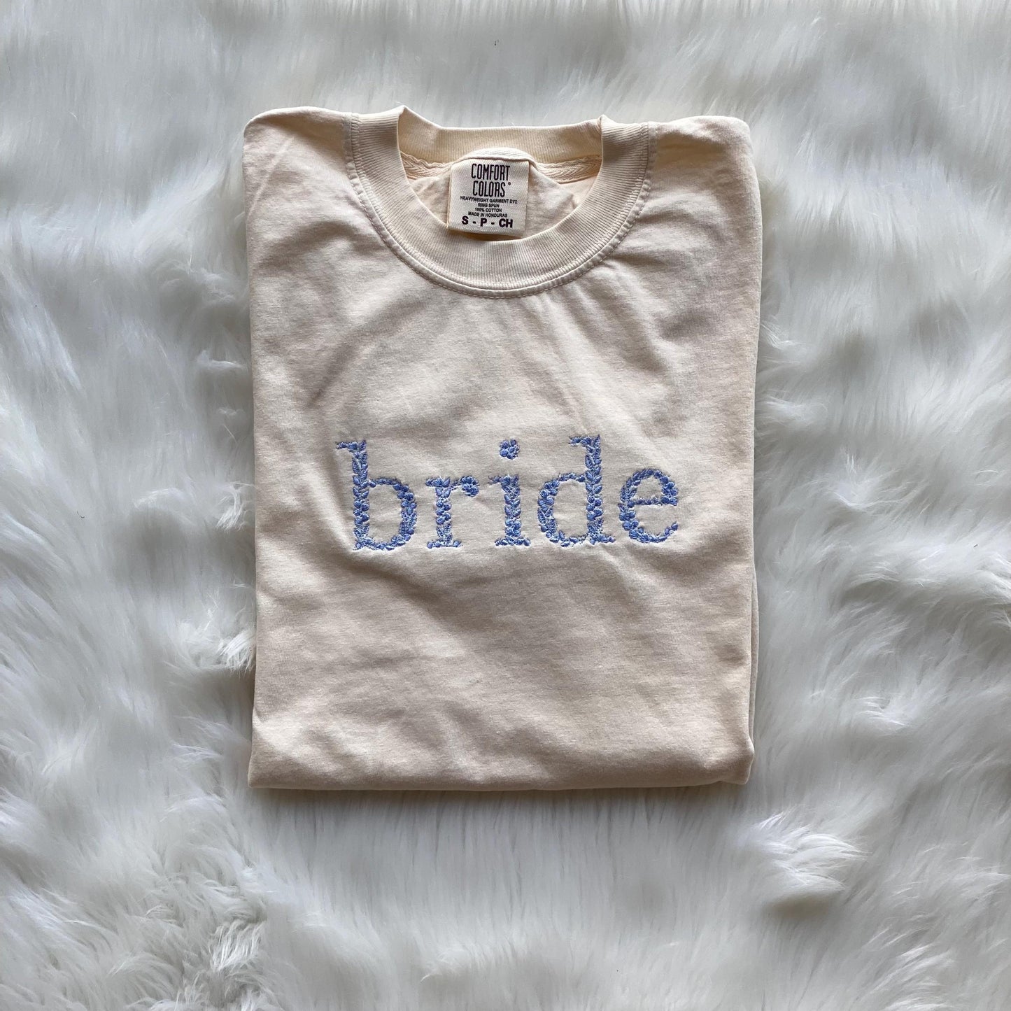 Floral Bride Embroidered Adult Tshirt - Bride Get Ready Tshirt