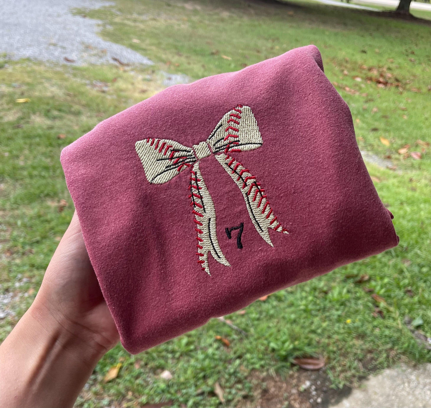 Softball Coquette Bow Embroidered tee