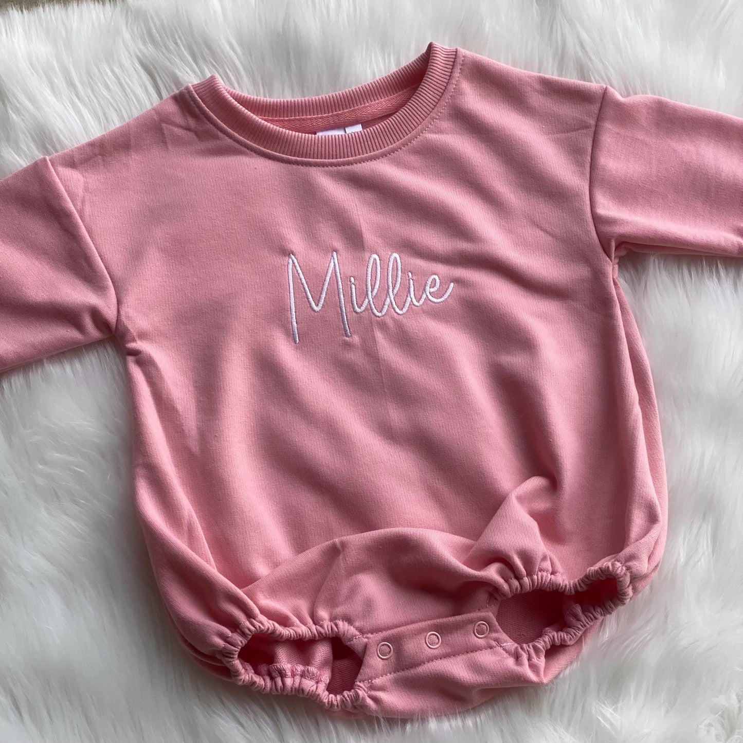 Custom Sweatshirt Bubble Romper - Gender Neutral Oversized Sweatshirt Bubble