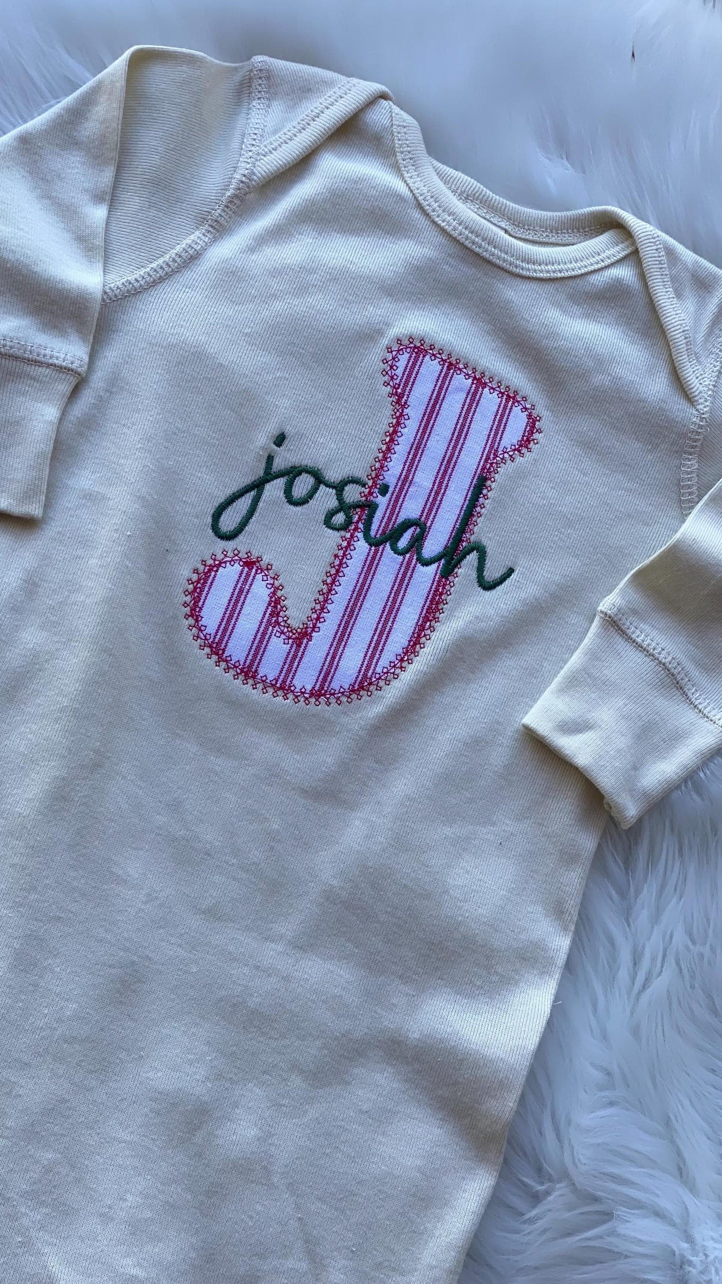 Personalized Christmas Baby Romper – Monogrammed Infant Romper with Name