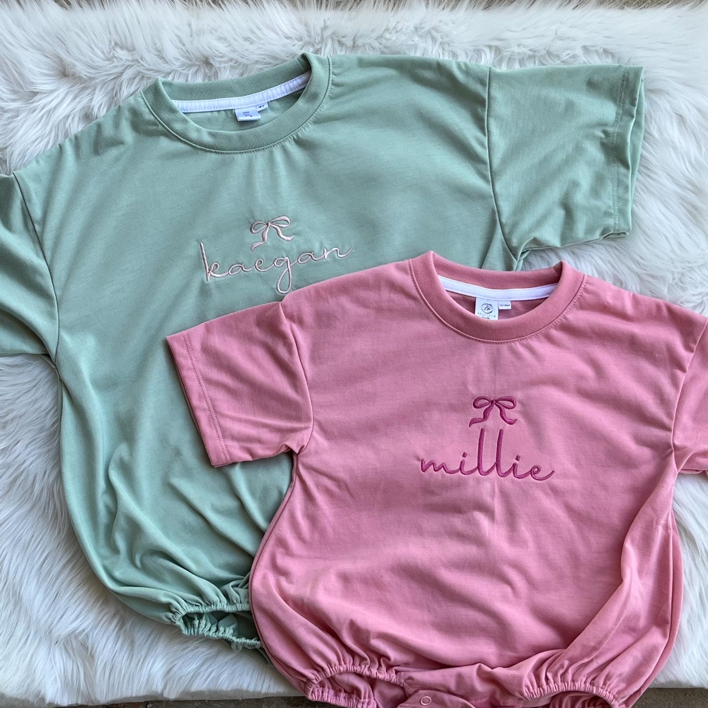 Coquette Tshirt Bubble Romper - Baby Girl Romper with Bow