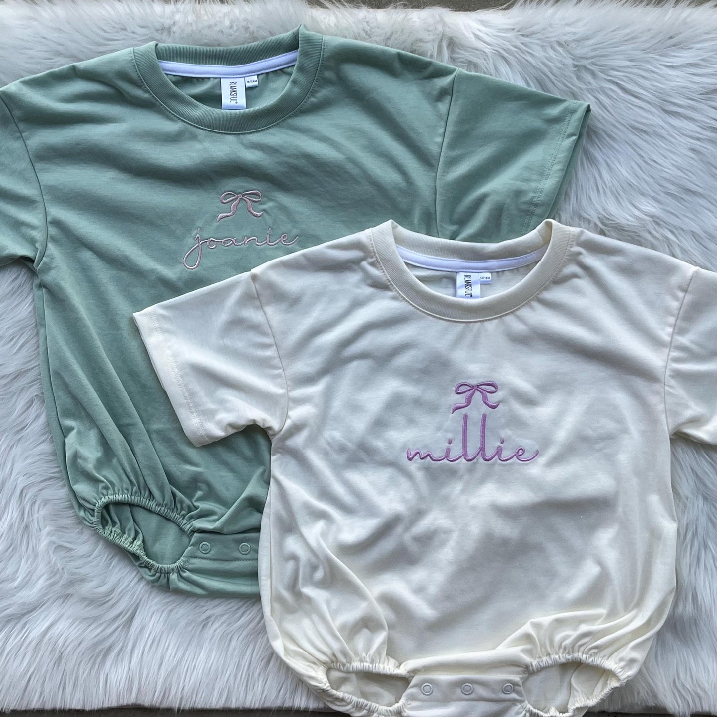 Coquette Tshirt Bubble Romper - Baby Girl Romper with Bow