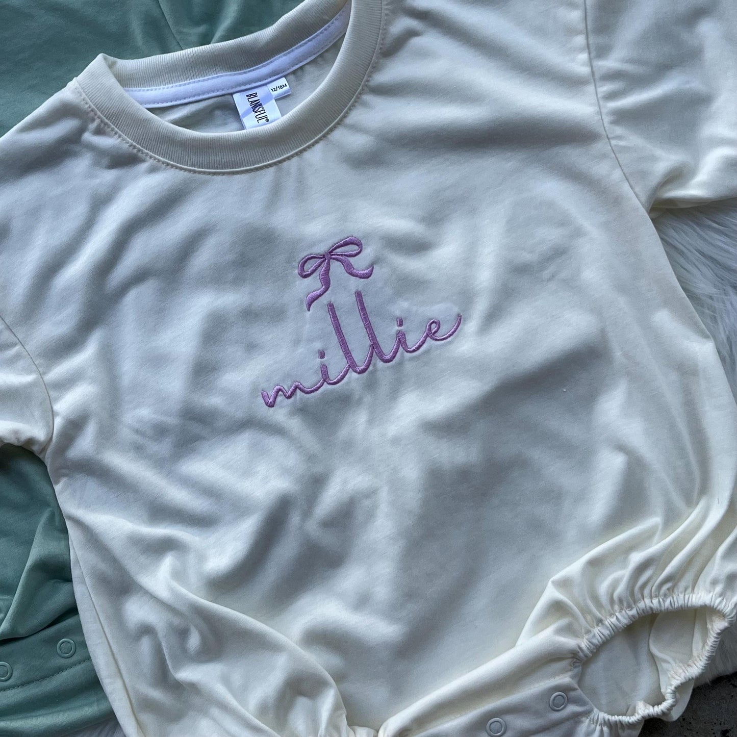 Coquette Tshirt Bubble Romper - Baby Girl Romper with Bow