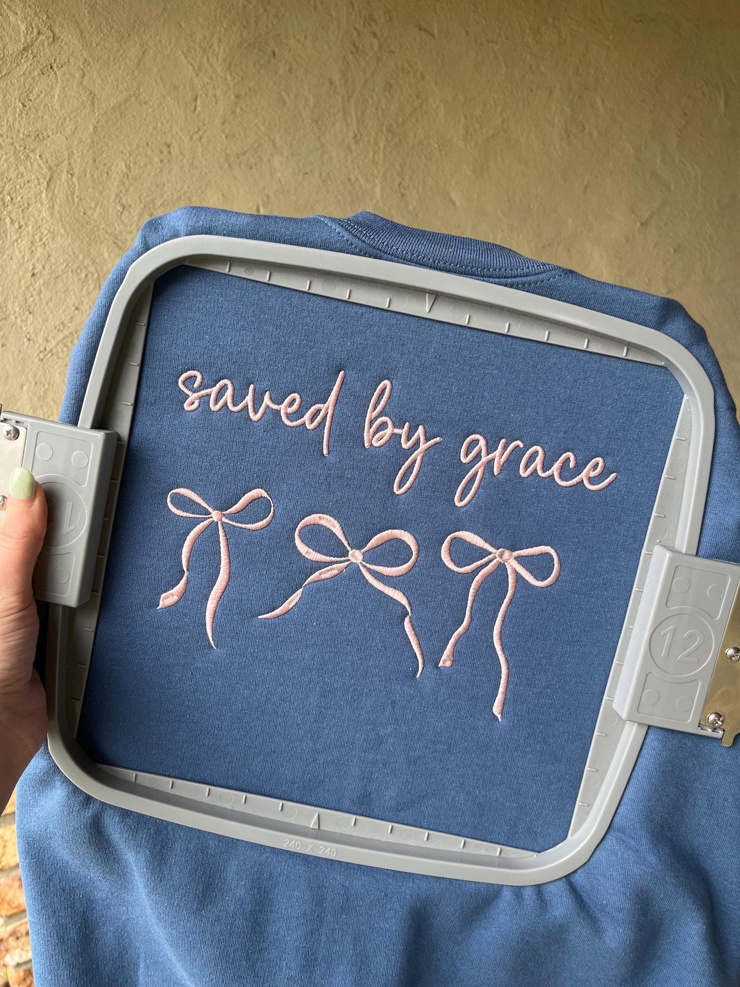 Saved By Grace Embroidered Sweatshirt with Coquette Bows