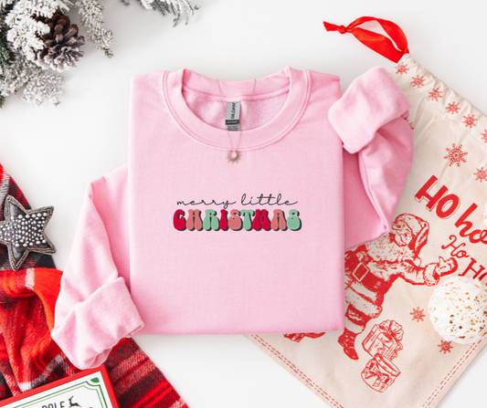 Merry Little Christmas Embroidered Sweatshirt