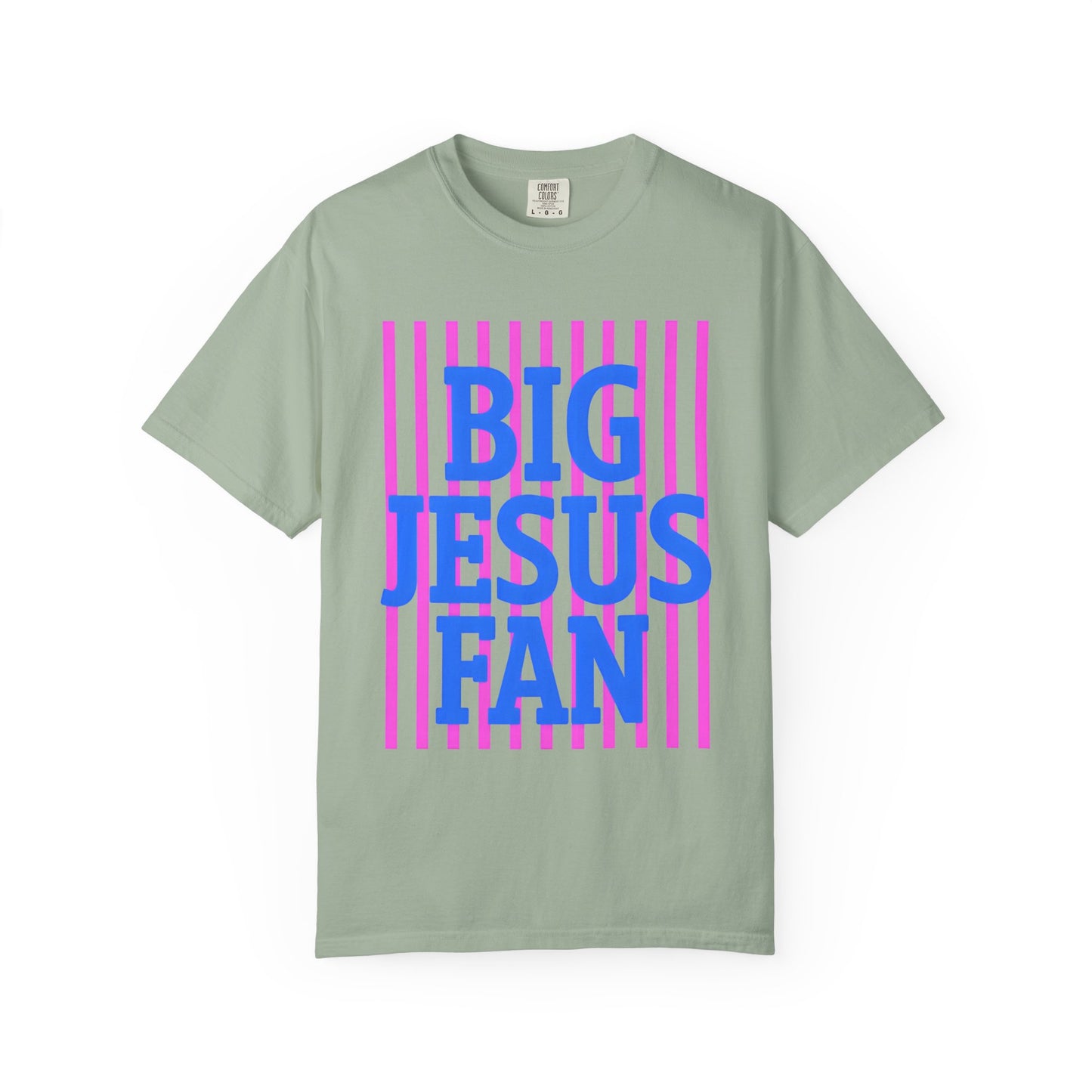 Big Jesus Fan T-Shirt — Retro Stripes Christian Tee