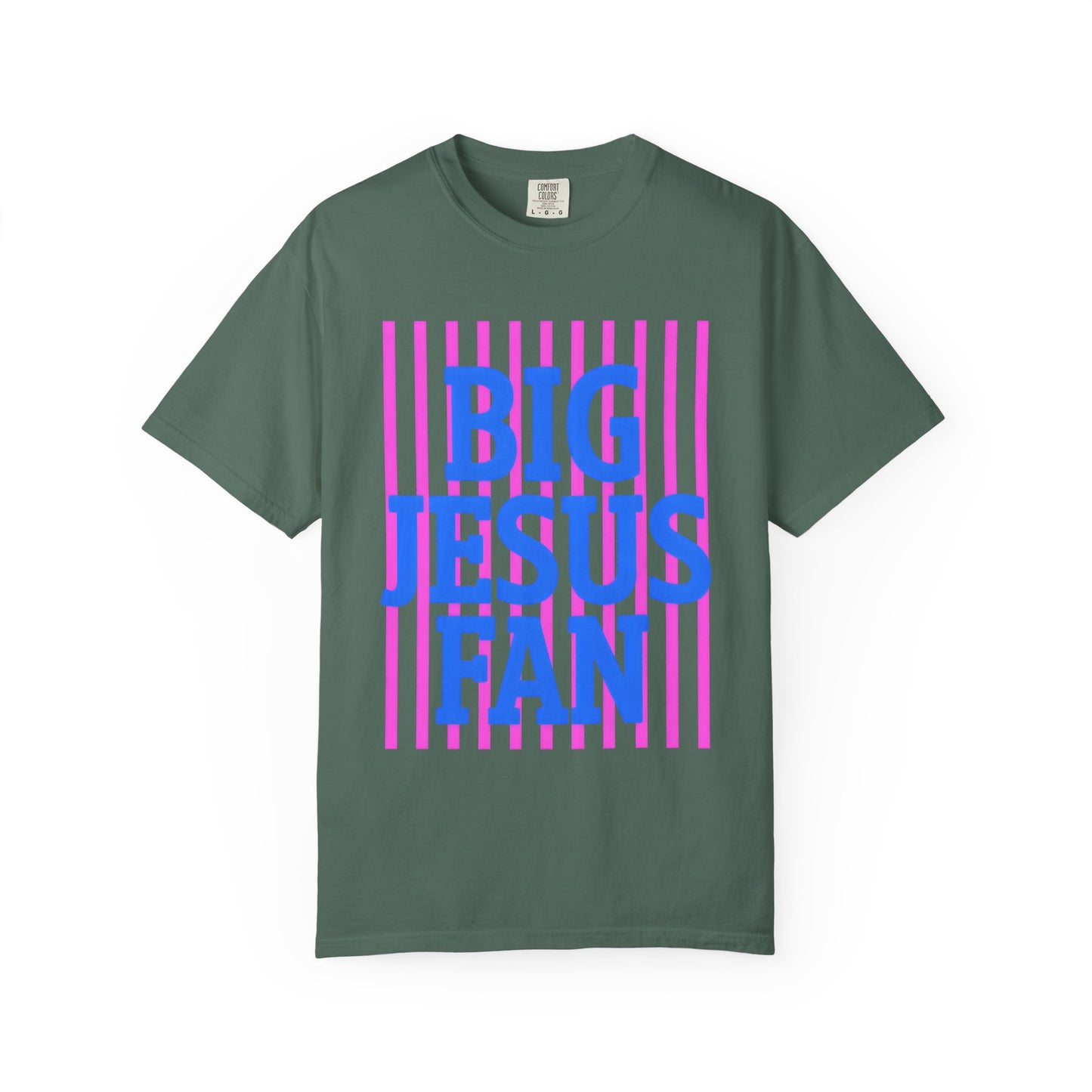 Big Jesus Fan T-Shirt — Retro Stripes Christian Tee