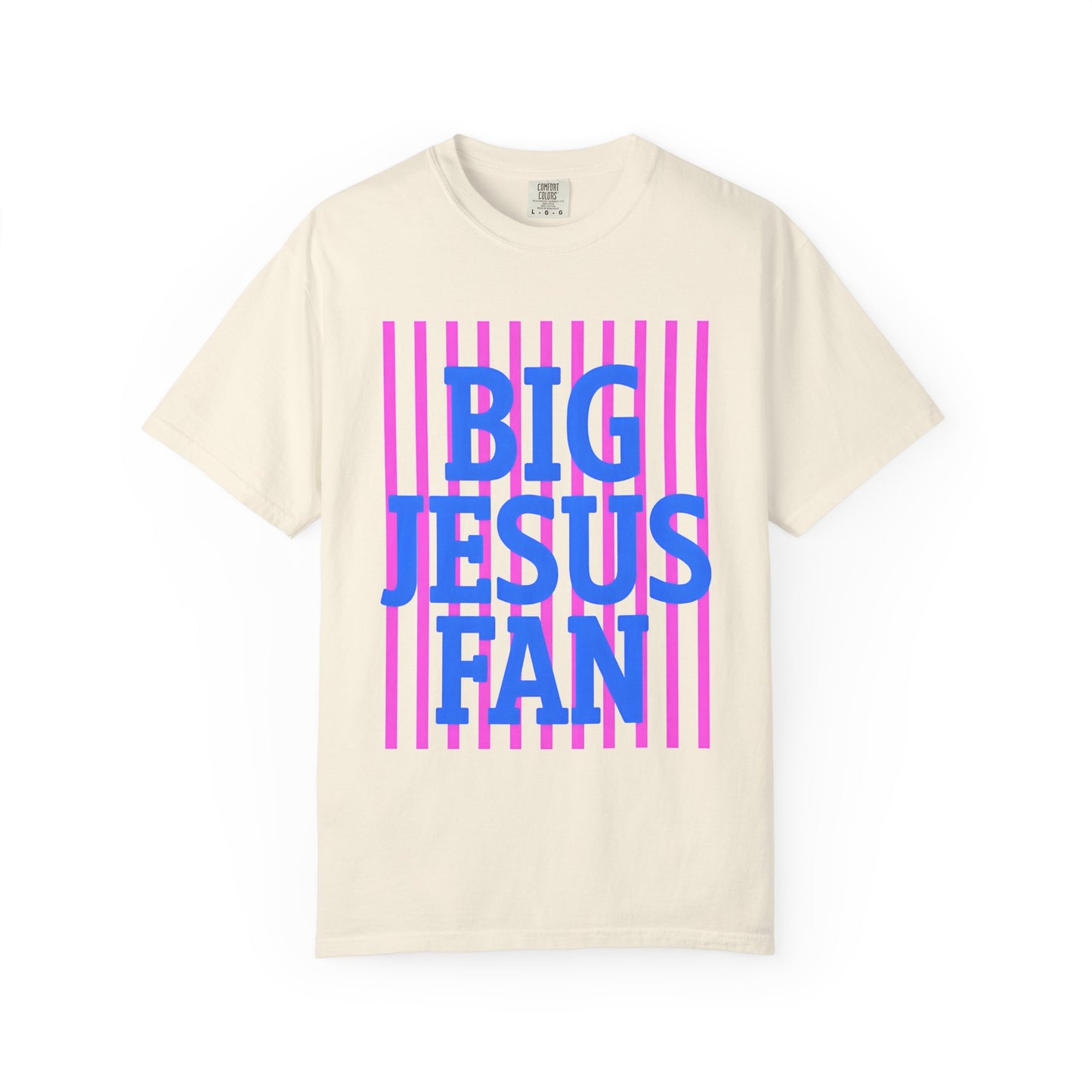 Big Jesus Fan T-Shirt — Retro Stripes Christian Tee