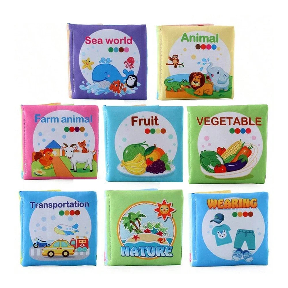 Cloth Baby Learning Books – Colorful Fabric Touch-and-Feel Books with Crinkle Sounds for Halloween, Thanksgiving, and Christmas