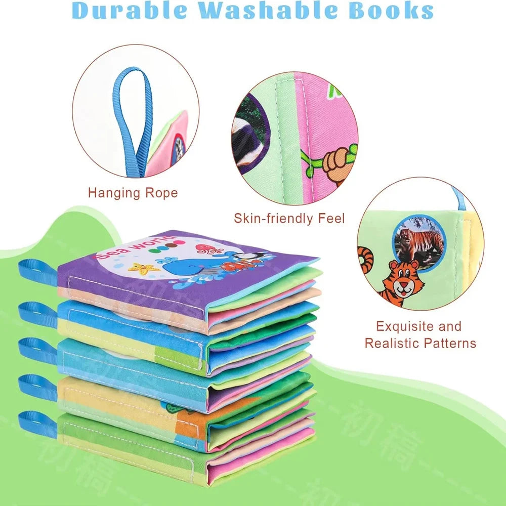 Cloth Baby Learning Books – Colorful Fabric Touch-and-Feel Books with Crinkle Sounds for Halloween, Thanksgiving, and Christmas