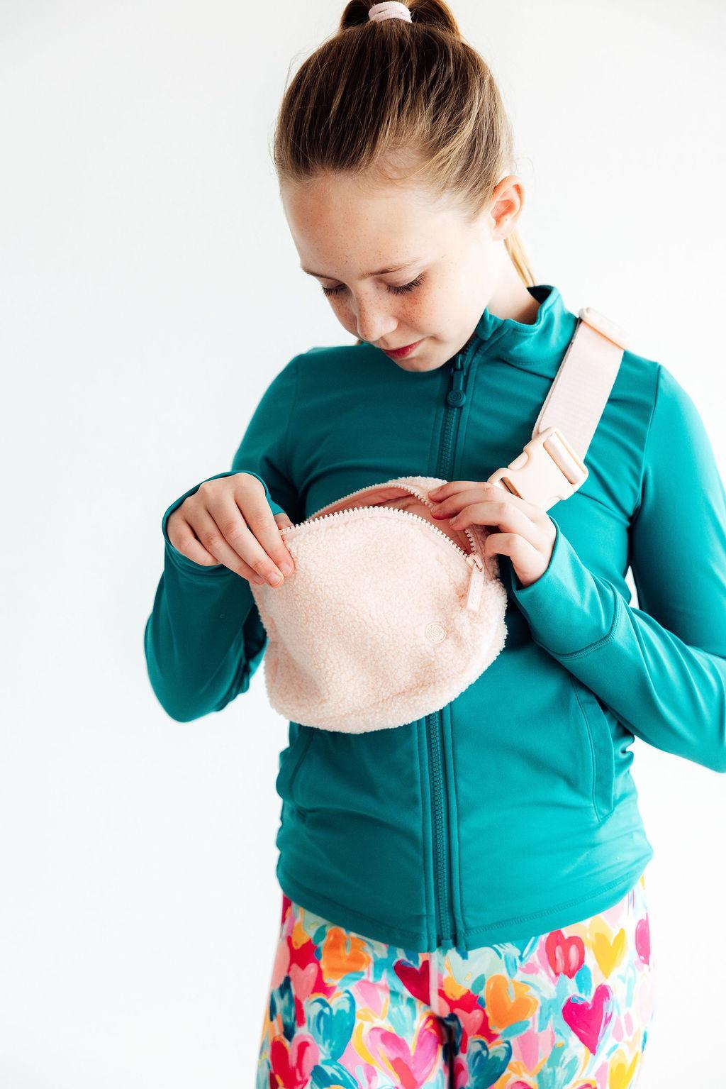 Light Pink Fleece Belt Bag