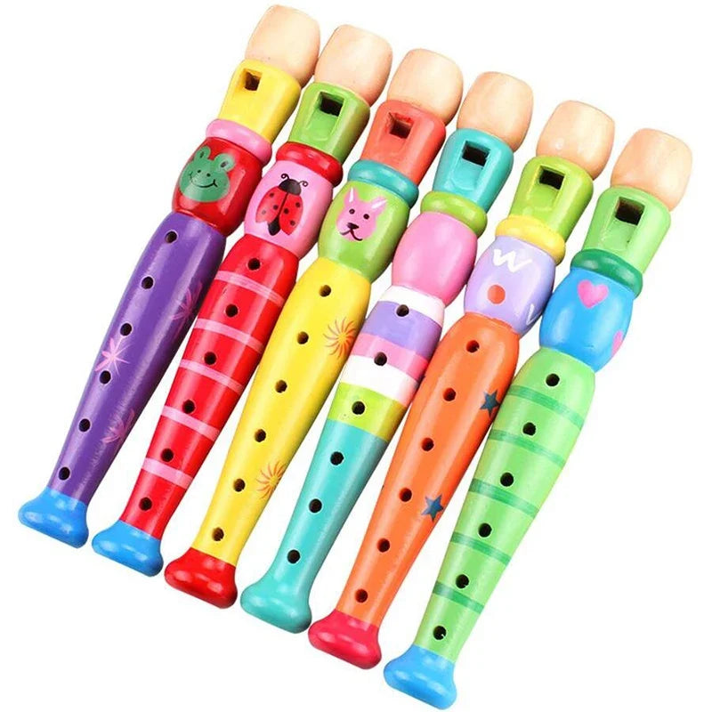 1Pc Wooden Cartoon Flute – 6-Hole Piccolo for Children, a Musical Instrument Toy for Early Education and Development, Designed for Baby’s Musical Enlightenment.