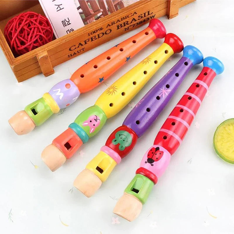 1Pc Wooden Cartoon Flute – 6-Hole Piccolo for Children, a Musical Instrument Toy for Early Education and Development, Designed for Baby’s Musical Enlightenment.