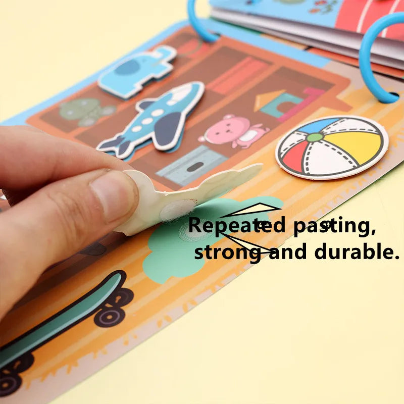 Quiet Book Educational Activity Toys - Kids Repeatedly Busy Card, Paste Matching Puzzle, Cognition Baby Montessori Game
