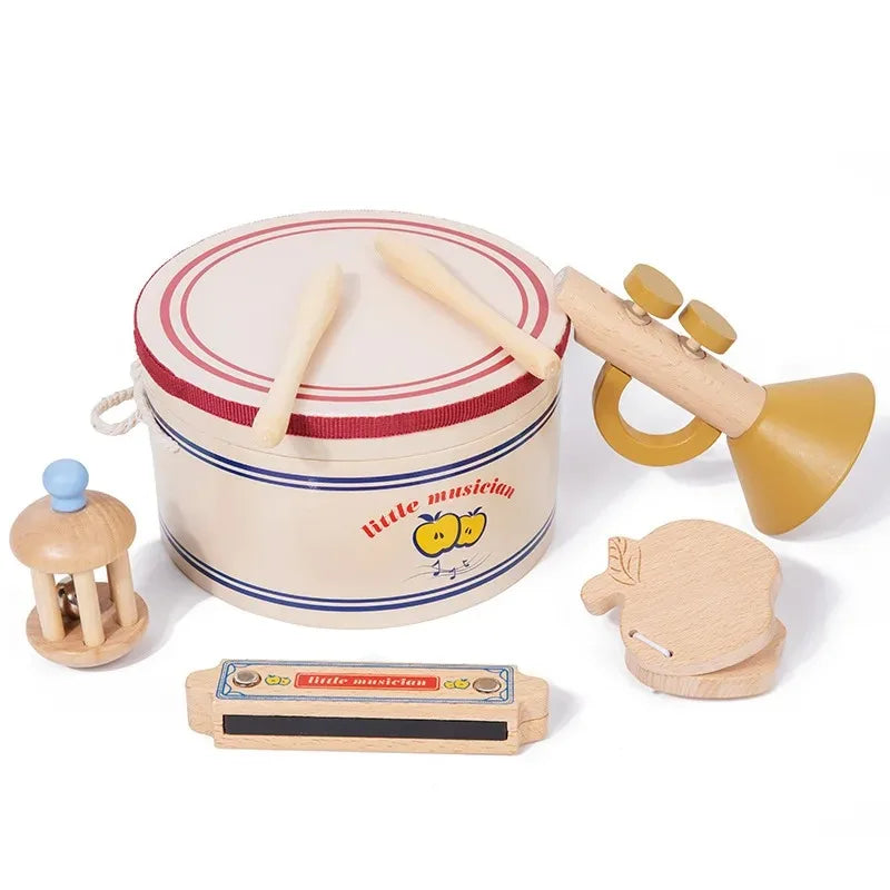 Wooden Xylophone Drum Set for Toddlers – Montessori Baby Musical Instruments, Drum Set Percussion Toys, Ideal for Early Learning and Development.