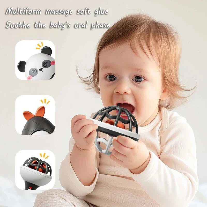 Montessori Baby Music Instrument Toy – Rattle Ball and Sand Hammer Set, Black & White Visual Stimulation Sensory Educational Toy