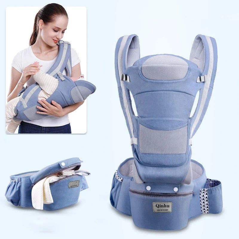 Ergonomic Newborn & Infant Hipseat Baby Carrier Sling — Front & Back Facing Travel Kangaroo Wrap