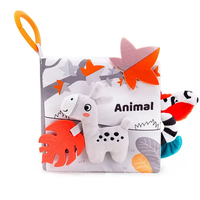 Baby Books Toys - Crinkle Soft Cloth 3D Touch and Feel, High Contrast Sensory Activity Toy for Early Education, Stroller Toy