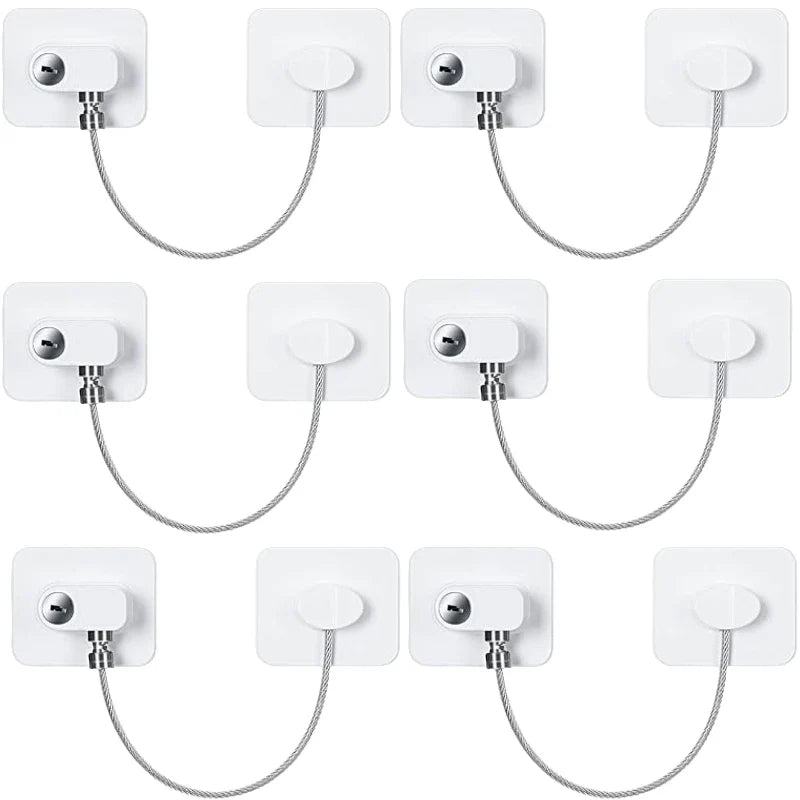 2/4/6-Pack Self-Adhesive Cabinet Locks with Keys — Baby Safety Locks for Fridge, Cabinets, Drawers, Doors & Appliances