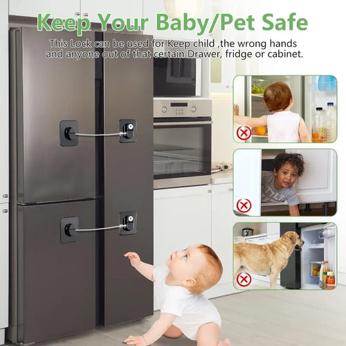 2/4/6-Pack Self-Adhesive Cabinet Locks with Keys — Baby Safety Locks for Fridge, Cabinets, Drawers, Doors & Appliances