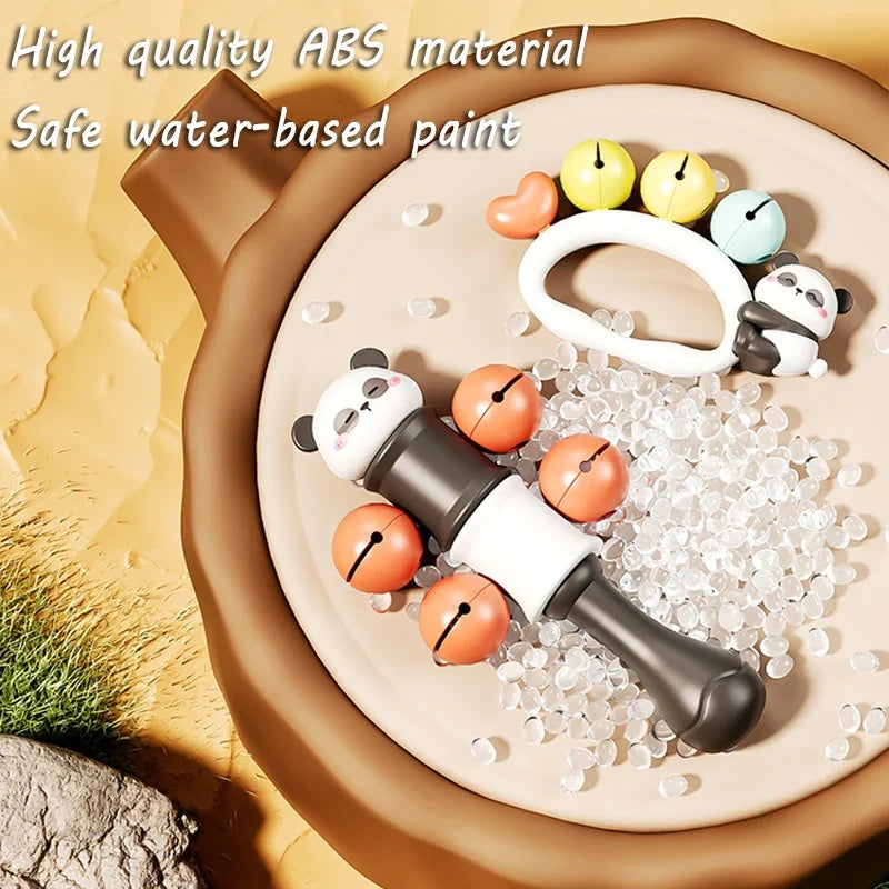 Montessori Baby Music Instrument Toy – Rattle Ball and Sand Hammer Set, Black & White Visual Stimulation Sensory Educational Toy