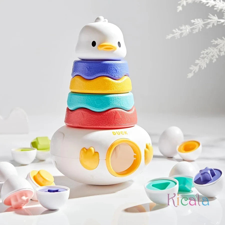 Baby Montessori Stacking Toy 3-in-1 Matching Easter Eggs Tower