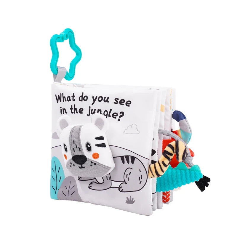 Baby Books Toys - Crinkle Soft Cloth 3D Touch and Feel, High Contrast Sensory Activity Toy for Early Education, Stroller Toy