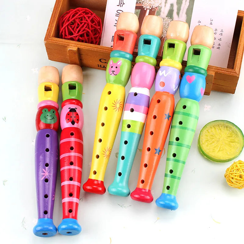 1Pc Wooden Cartoon Flute – 6-Hole Piccolo for Children, a Musical Instrument Toy for Early Education and Development, Designed for Baby’s Musical Enlightenment.