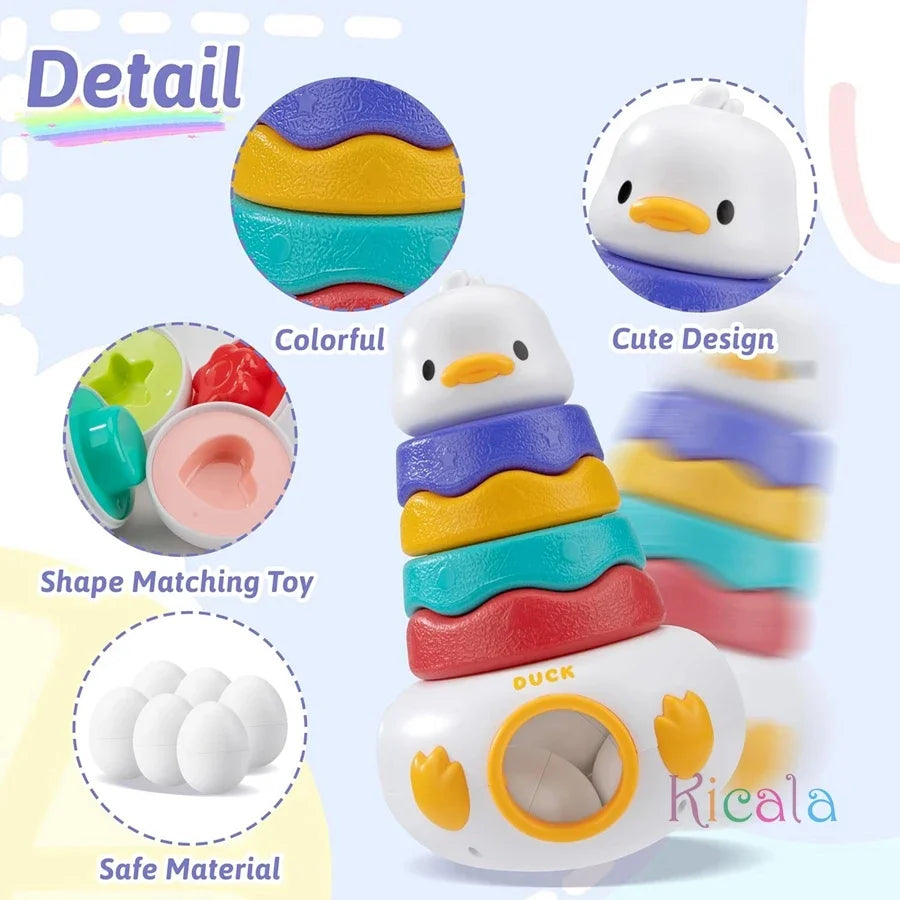 Baby Montessori Stacking Toy 3-in-1 Matching Easter Eggs Tower