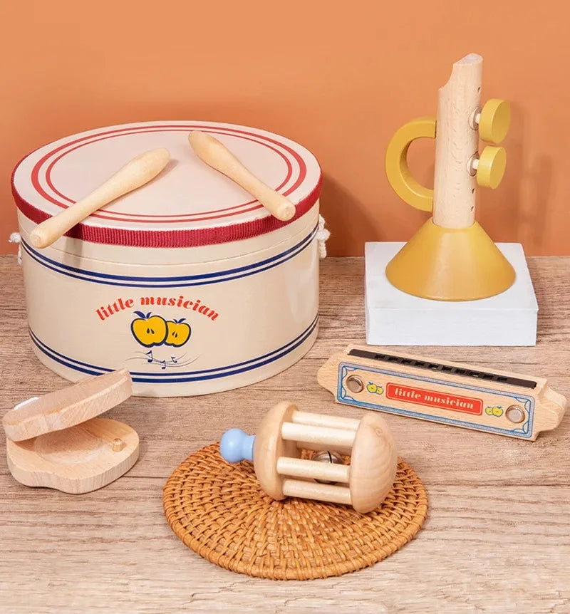 Wooden Xylophone Drum Set for Toddlers – Montessori Baby Musical Instruments, Drum Set Percussion Toys, Ideal for Early Learning and Development.