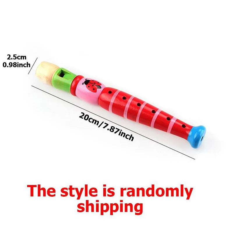 1Pc Wooden Cartoon Flute – 6-Hole Piccolo for Children, a Musical Instrument Toy for Early Education and Development, Designed for Baby’s Musical Enlightenment.
