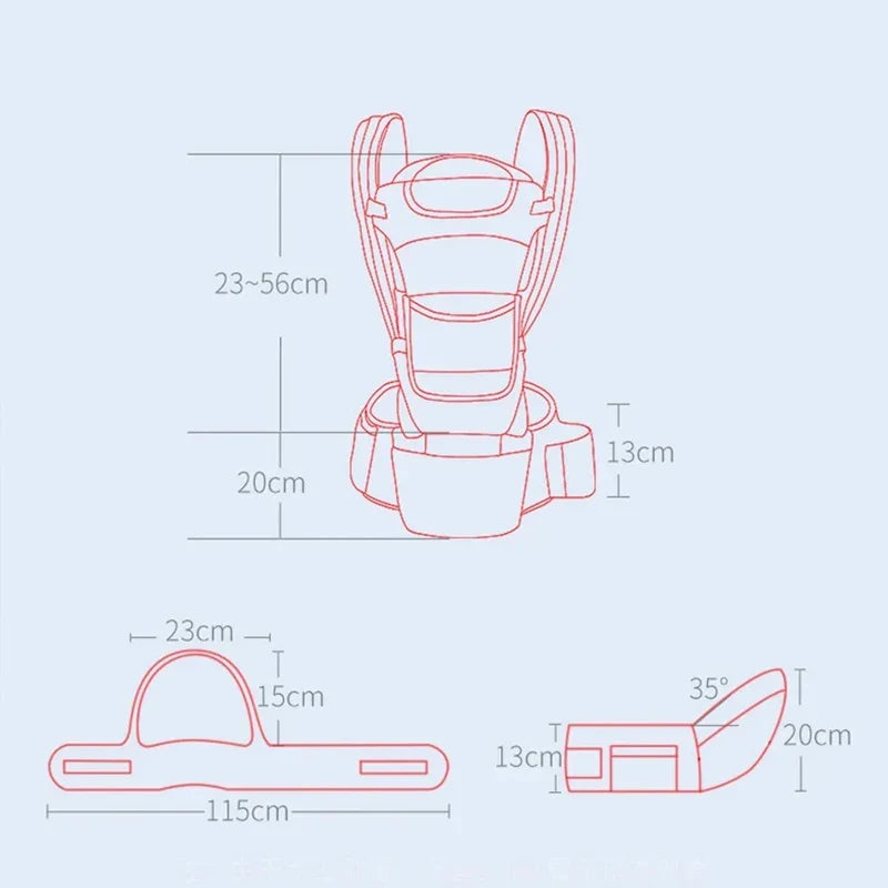 Ergonomic Newborn & Infant Hipseat Baby Carrier Sling — Front & Back Facing Travel Kangaroo Wrap