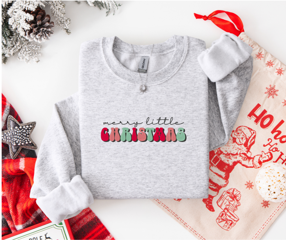 Merry Little Christmas Embroidered Sweatshirt