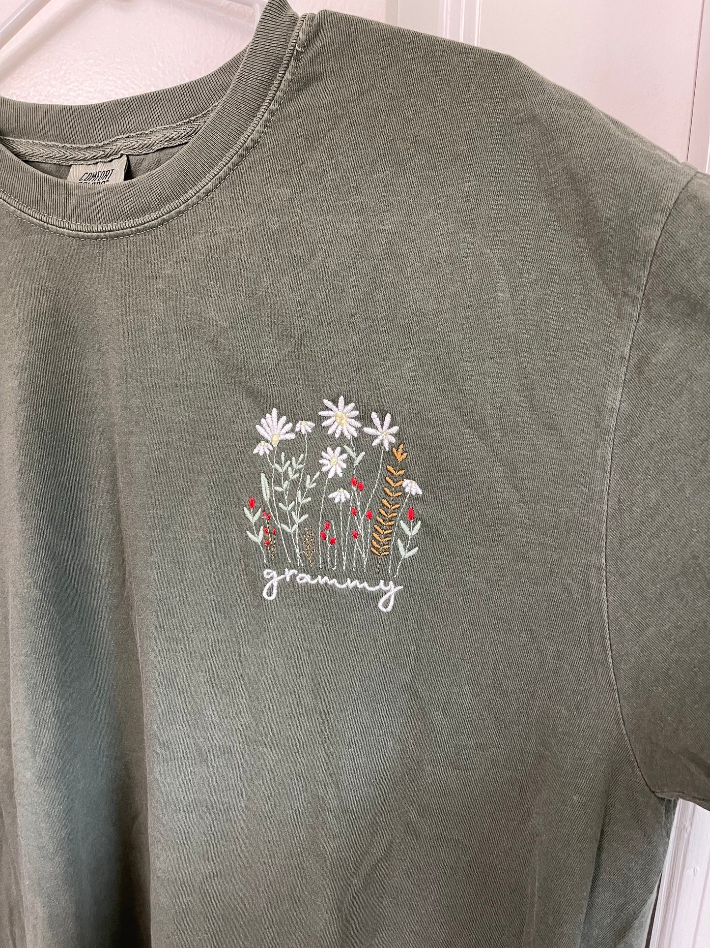 Floral Mama Embroidered Adult T-Shirt