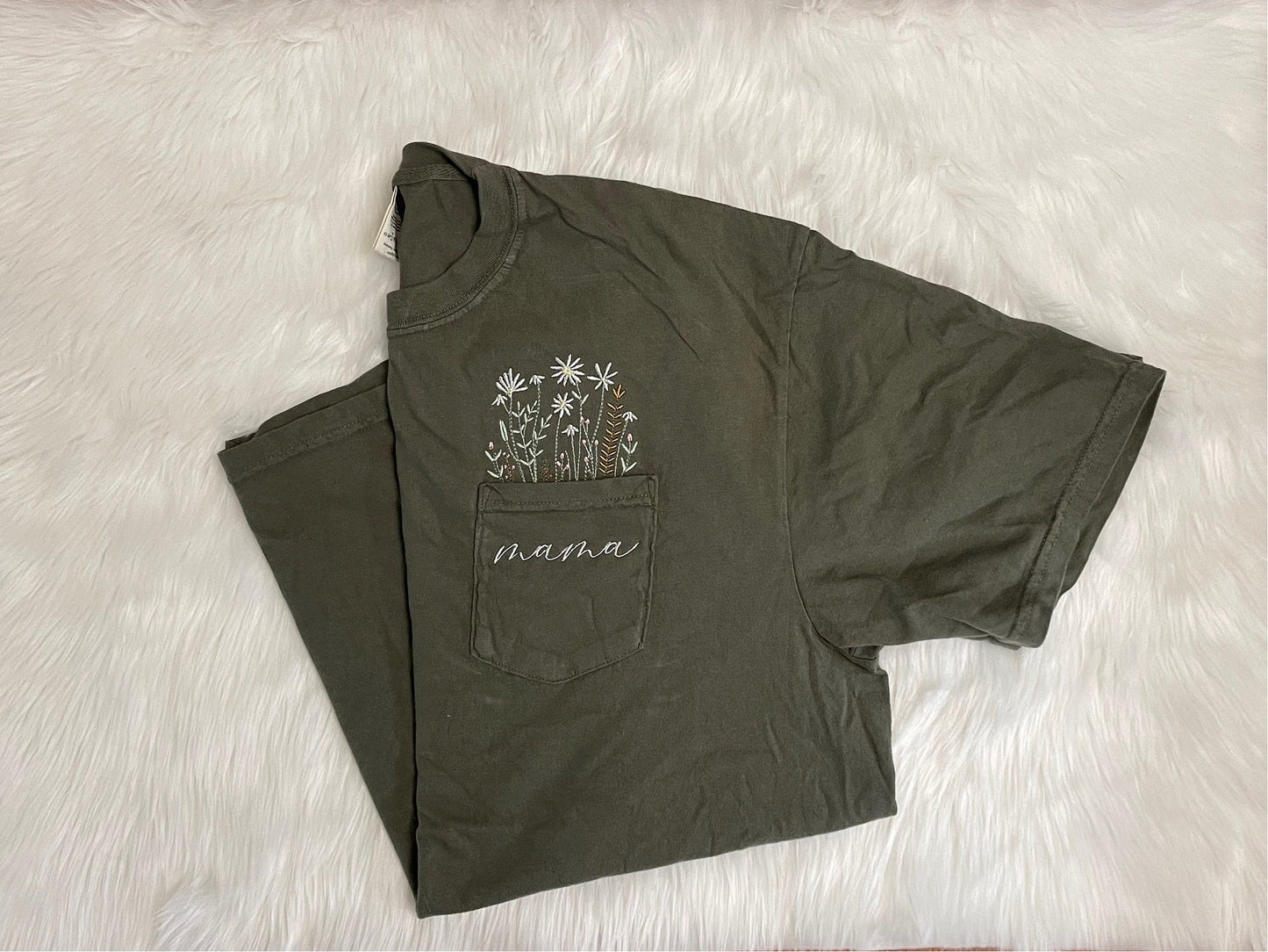 Floral Mama Embroidered Adult T-Shirt