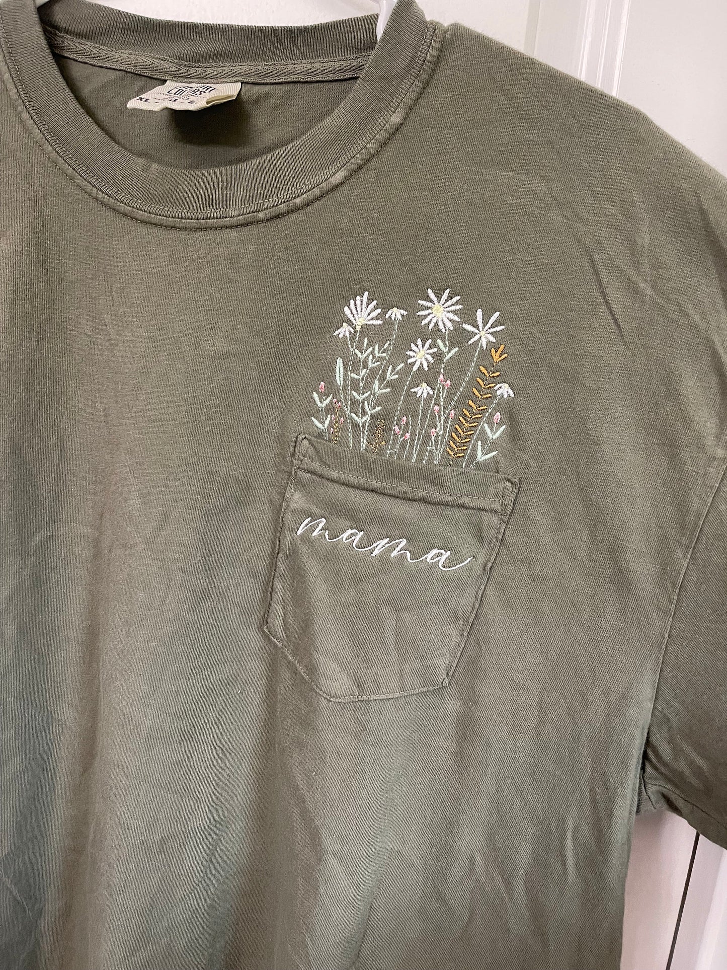 Floral Mama Embroidered Adult T-Shirt