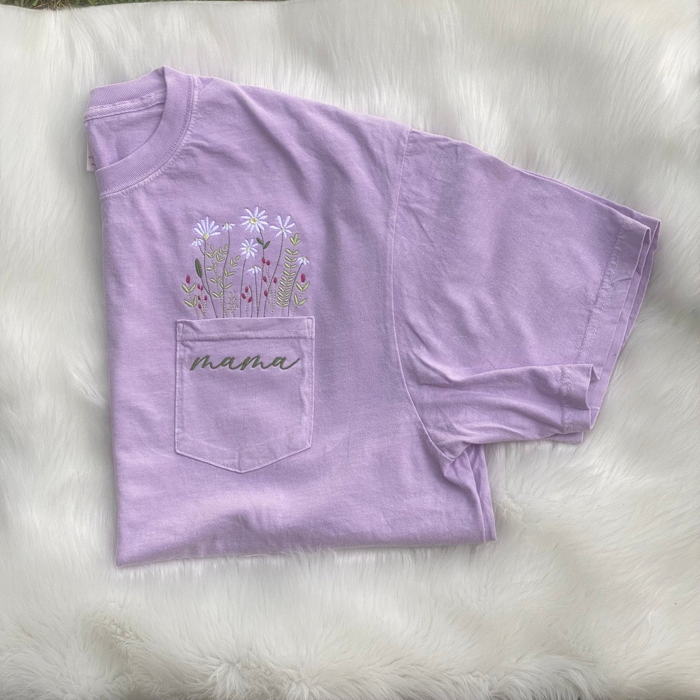 Floral Mama Embroidered Adult T-Shirt