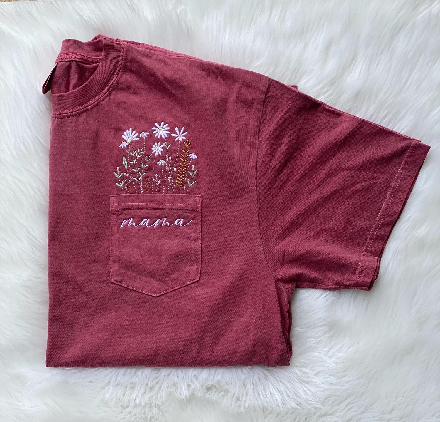 Floral Mama Embroidered Adult T-Shirt