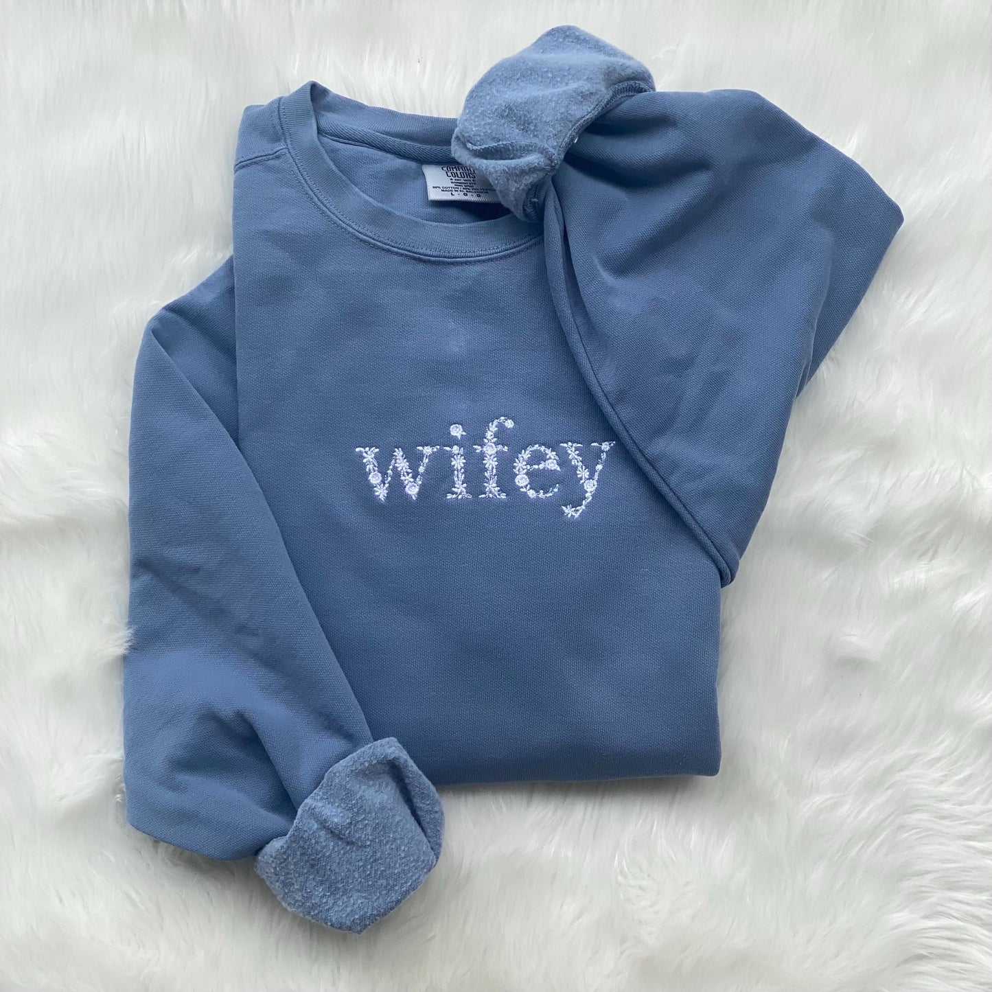Floral Wifey/Mama Embroidered Sweatshirt