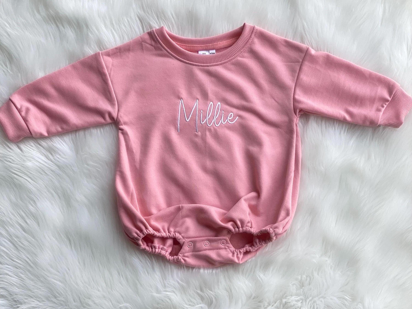Custom Sweatshirt Bubble Romper - Gender Neutral Oversized Sweatshirt Bubble