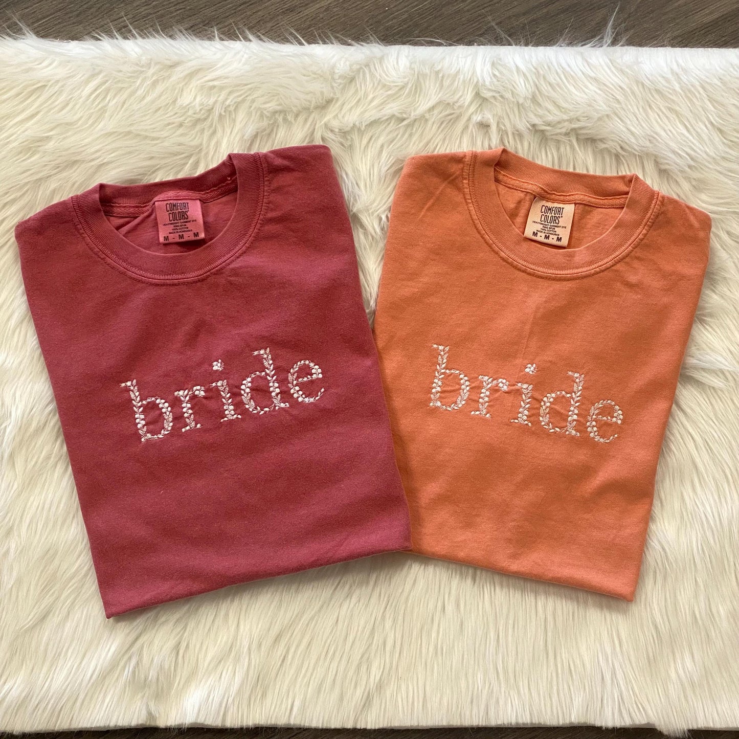 Floral Bride Embroidered Adult Tshirt - Bride Get Ready Tshirt