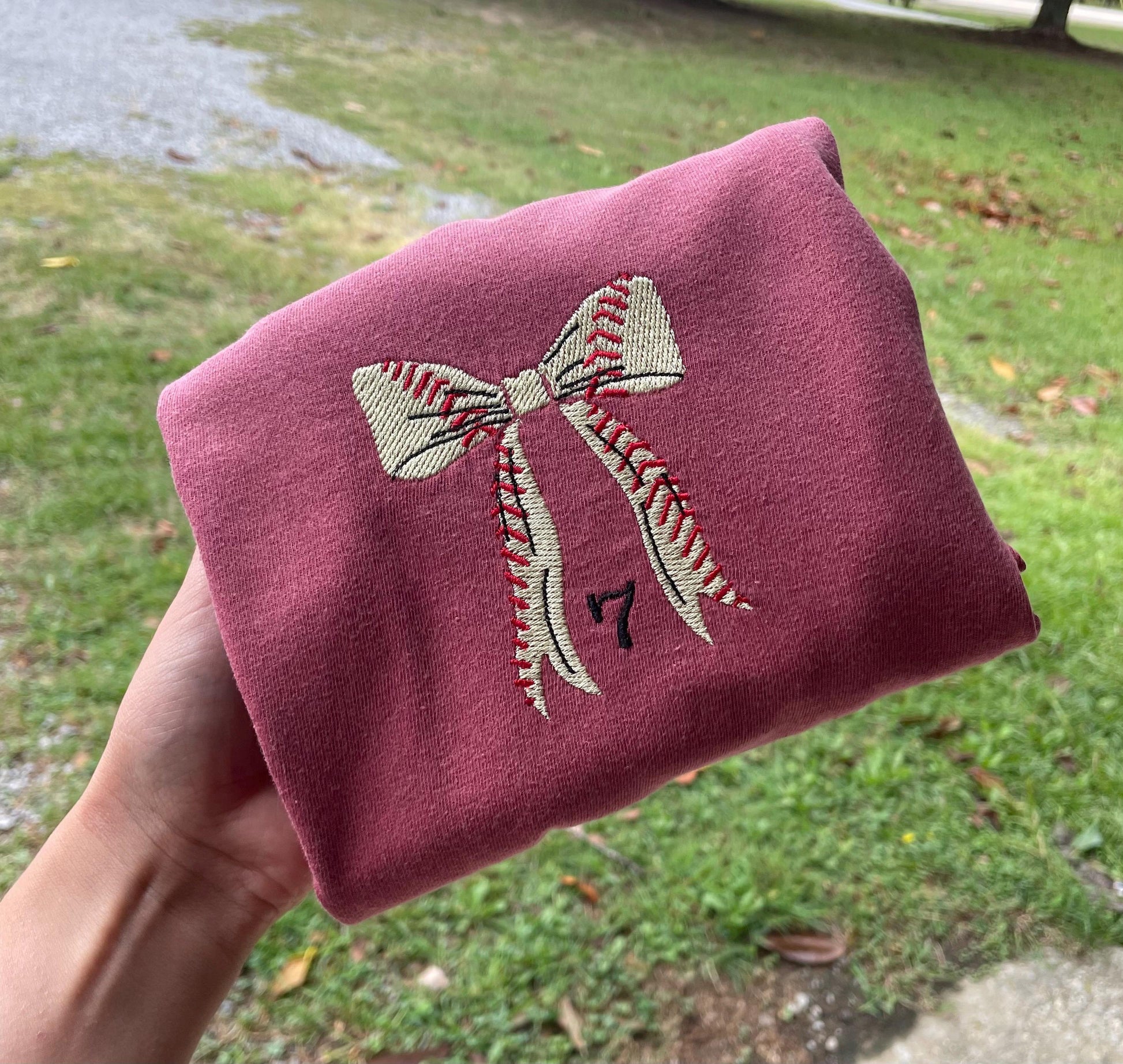 Softball Coquette Bow Embroidered tee