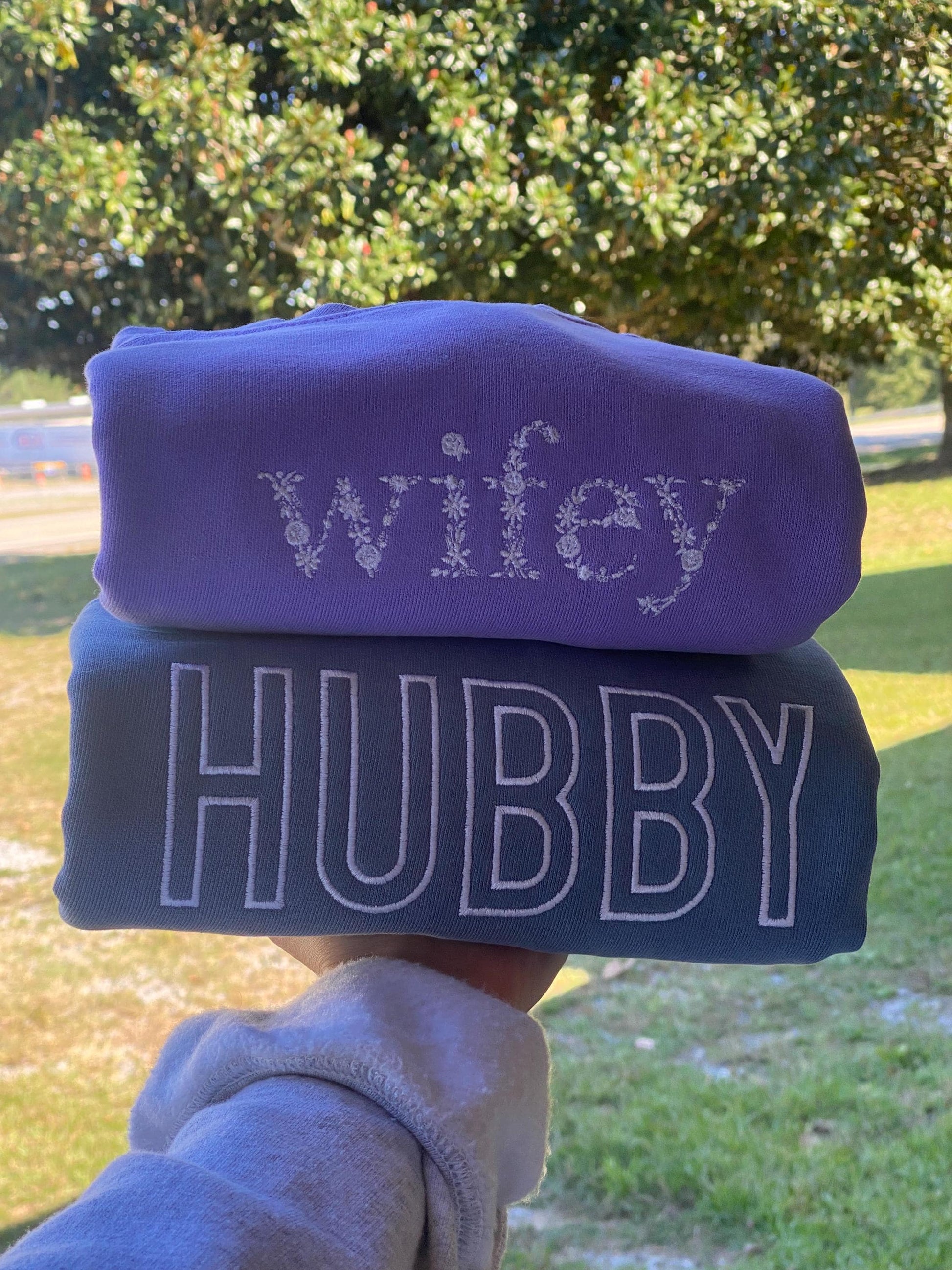 Custom Bridal Embroidered Adult Sweatshirt - Hubby Shirt