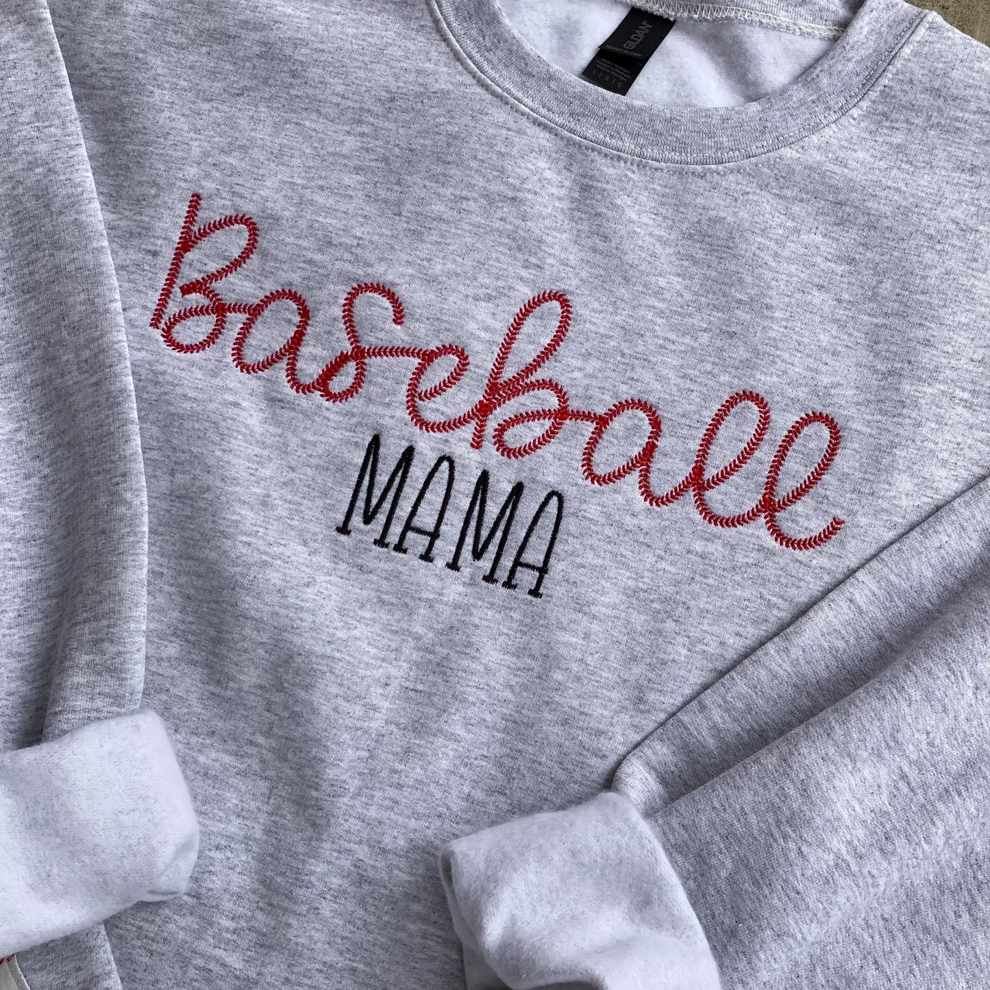 Baseball Softball Mama Embroidered Sweatshirt with Coquette Baseball Softball Bows