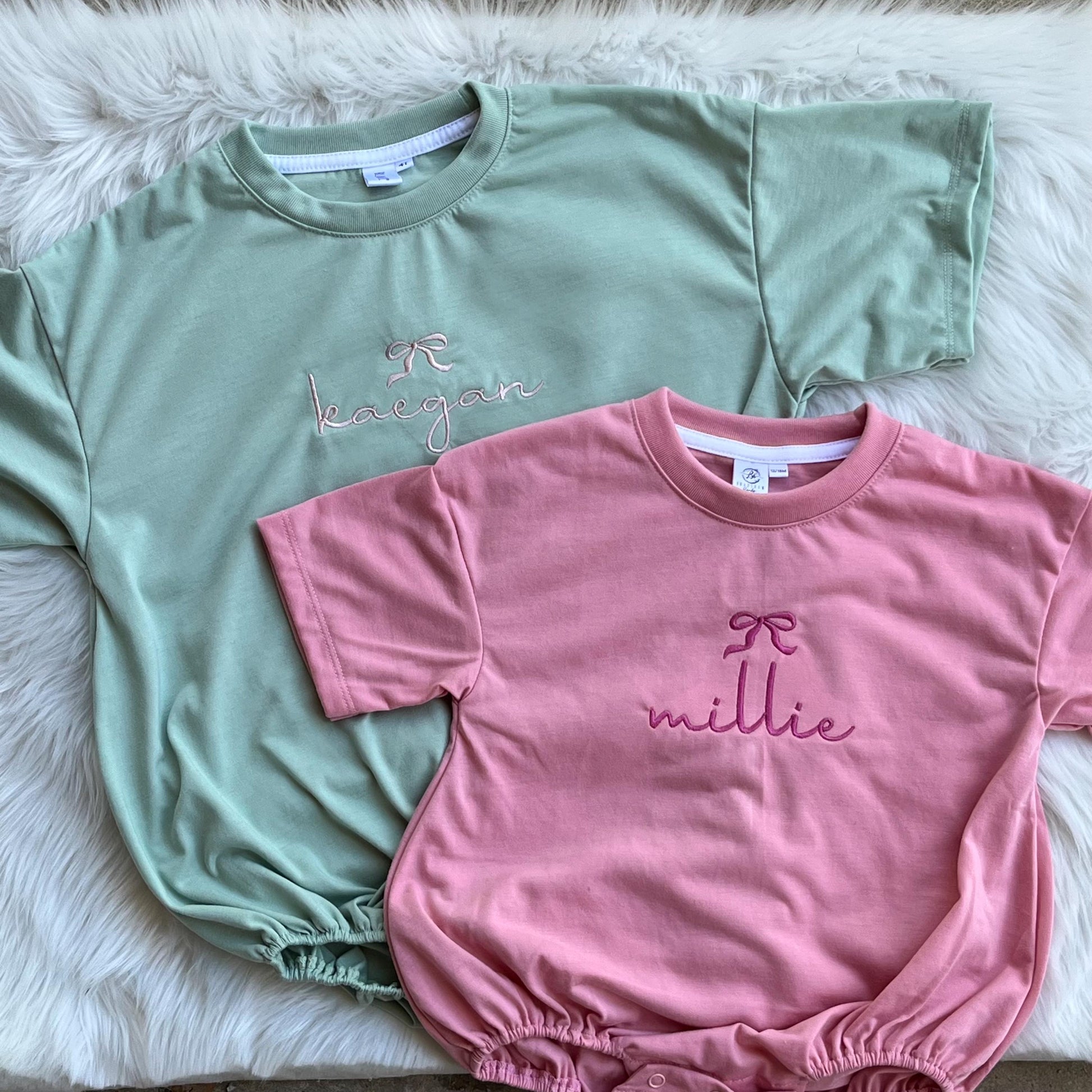 Coquette Tshirt Bubble Romper - Baby Girl Romper with Bow 