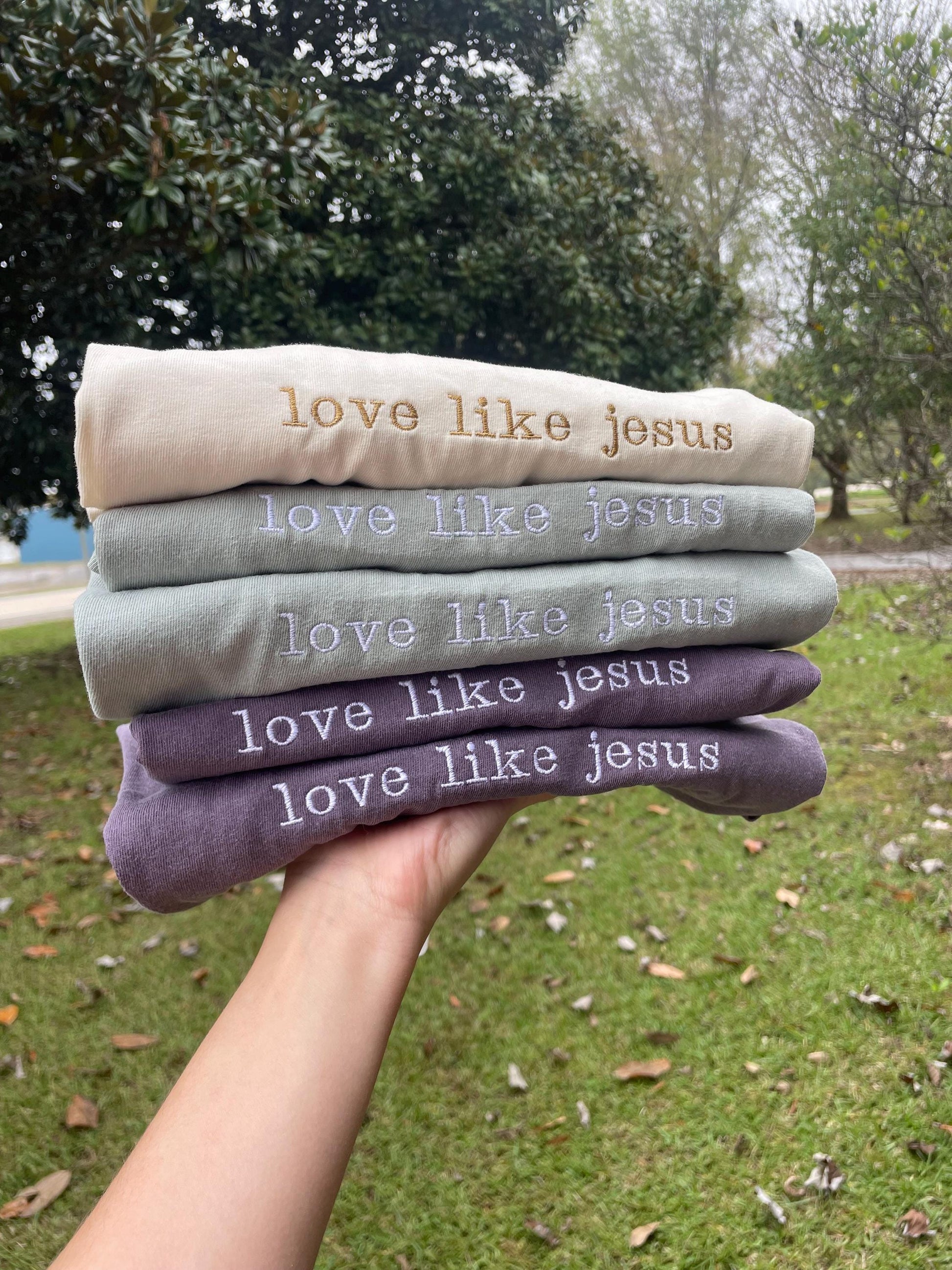 Embroidered love like Jesus tshirt -Christian tshirt
